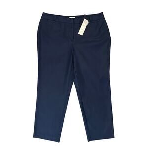 NWT Charter Club Curvy Fit Tummy Slimming Slim Leg Ankle Navy Blue Pants Size 16